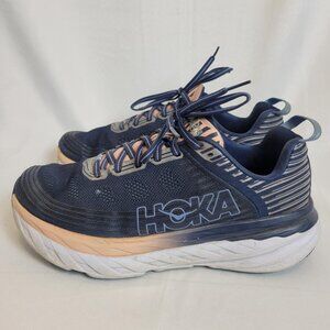 Women's Hoka Bondi 6 Size 9.5 D (EU 42) Mood Indigo Dusty Pink Running Shoes